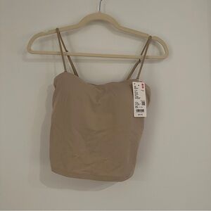 NWT Uniqlo Beige Camisole Tube Top with Built-in Bra Top Size XS